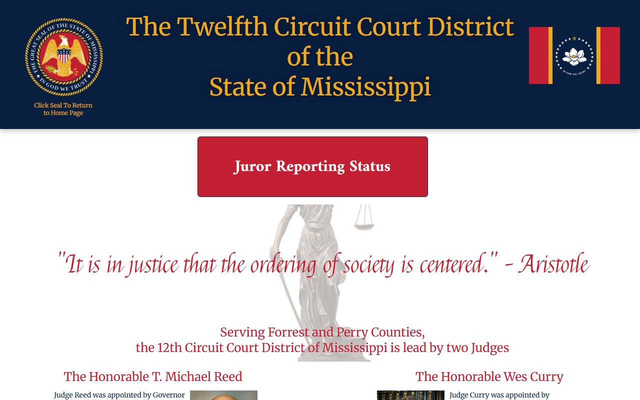 Forrest County court dockets and calendars on the Twelfth Circuit Court District site