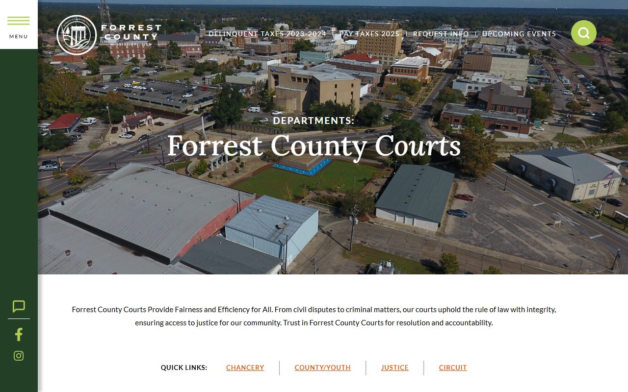 Forrest County courts page listing court records and clerk contacts
