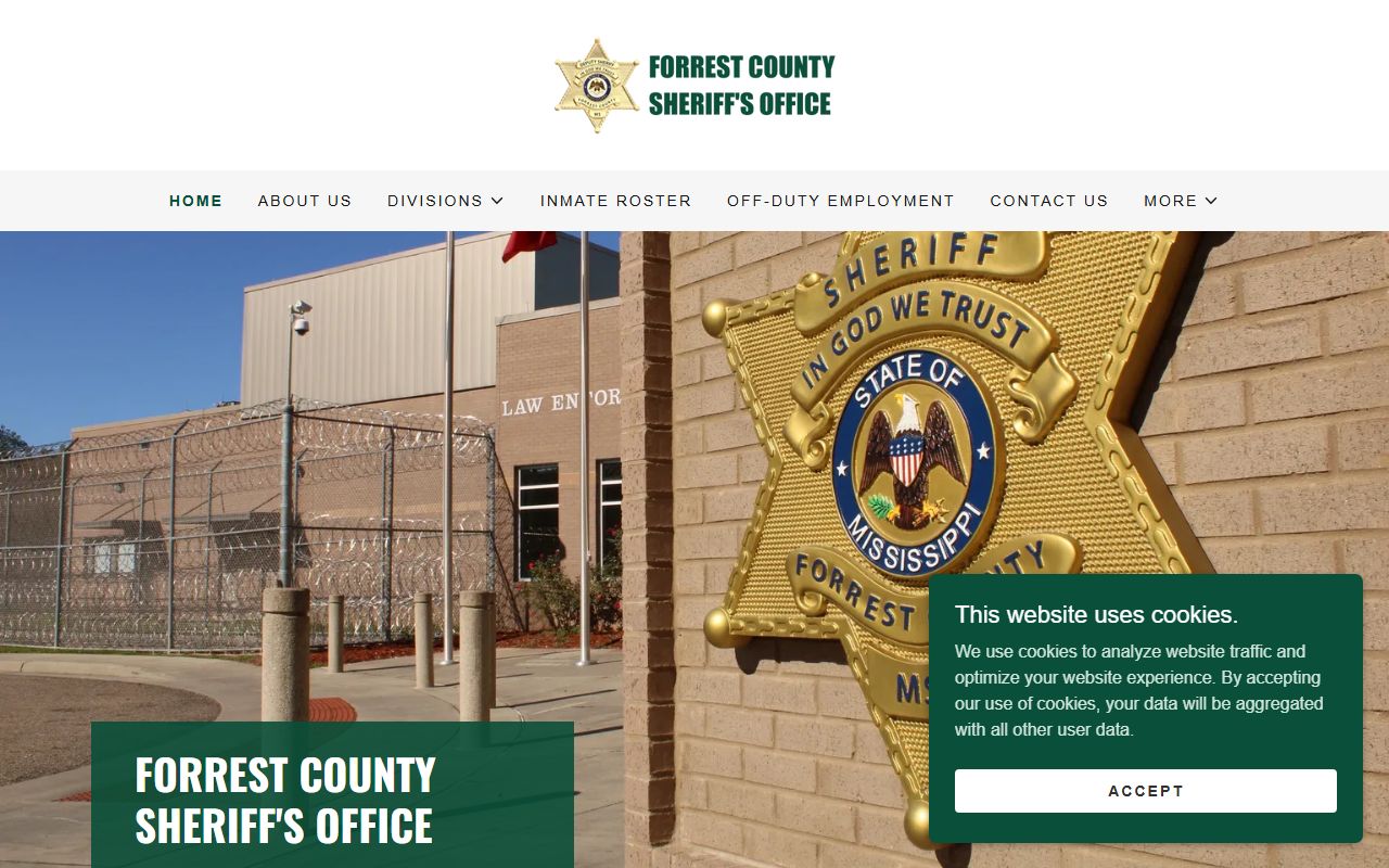 Forrest County criminal court records and sheriff public-records schedule on the agency homepage