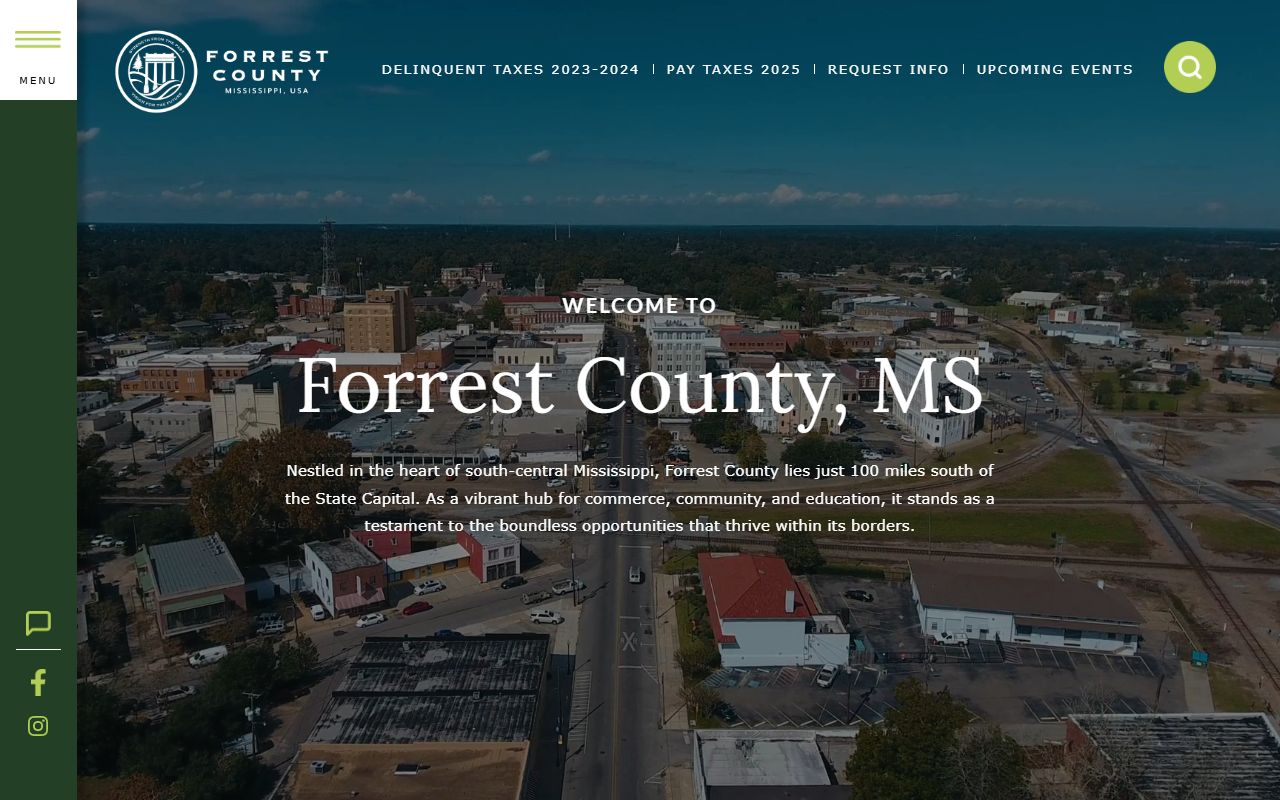 Forrest County official homepage with links to court records and county offices