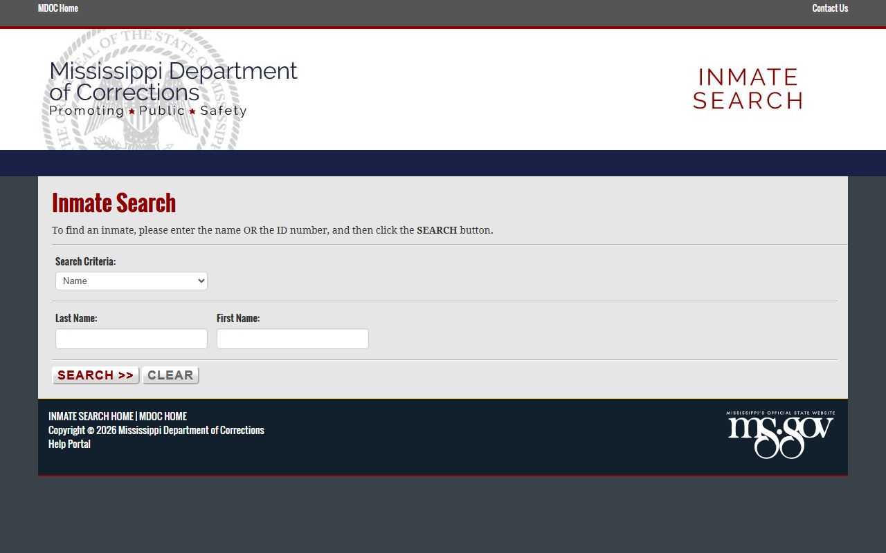 Forrest County inmate records MS.gov MDOC inmate search interface