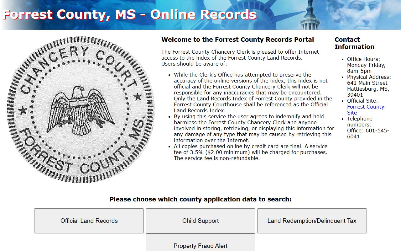 Forrest County Chancery Clerk probate and land records portal