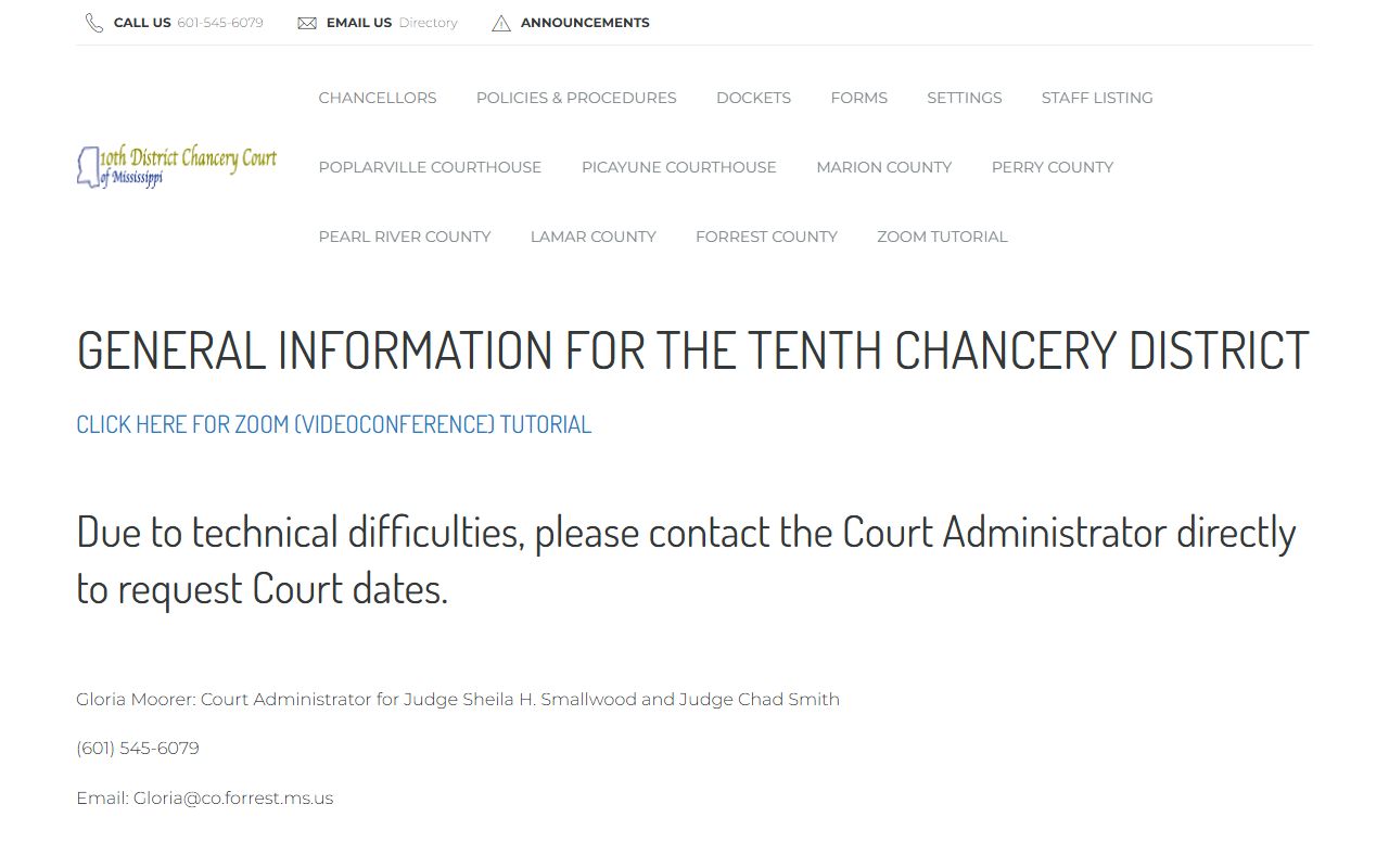Tenth Chancery District site covering Forrest County probate and chancery court