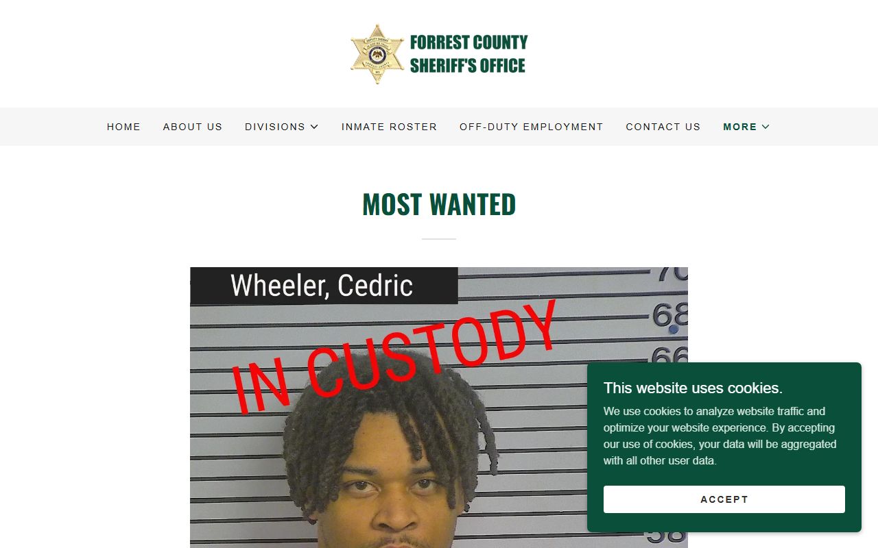 Forrest County warrant records Most Wanted page